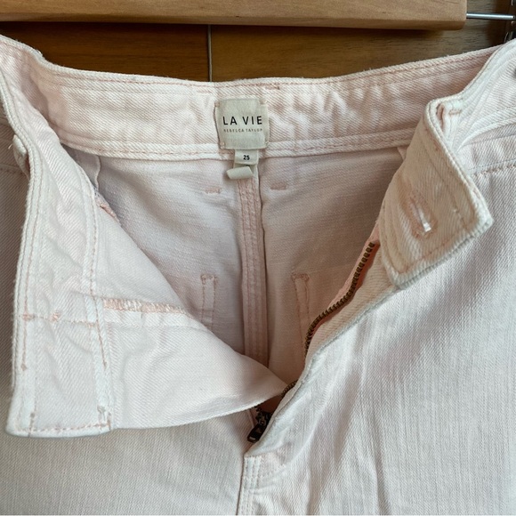 Rebecca Taylor La Vie High Rise Wide Leg Cropped Jean, Blush Light Pink, Size 25 - Picture 8 of 11
